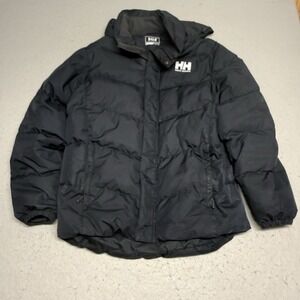 HELLY HANSEN Men's Med Duck Down/Feather Hooded Puffer Jacket Dark Blue